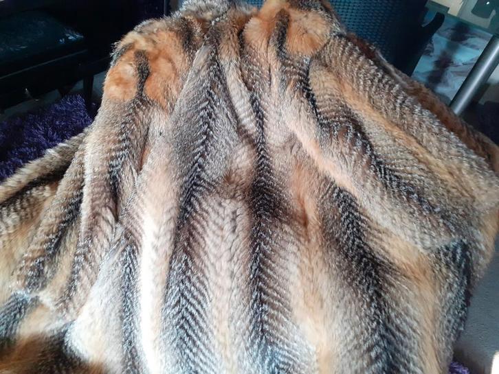 Vintage lange echte canadese fox bontjas bont jas carnaval M, Kleding | Dames, Jassen | Winter, Gedragen, Maat 38/40 (M), Bruin