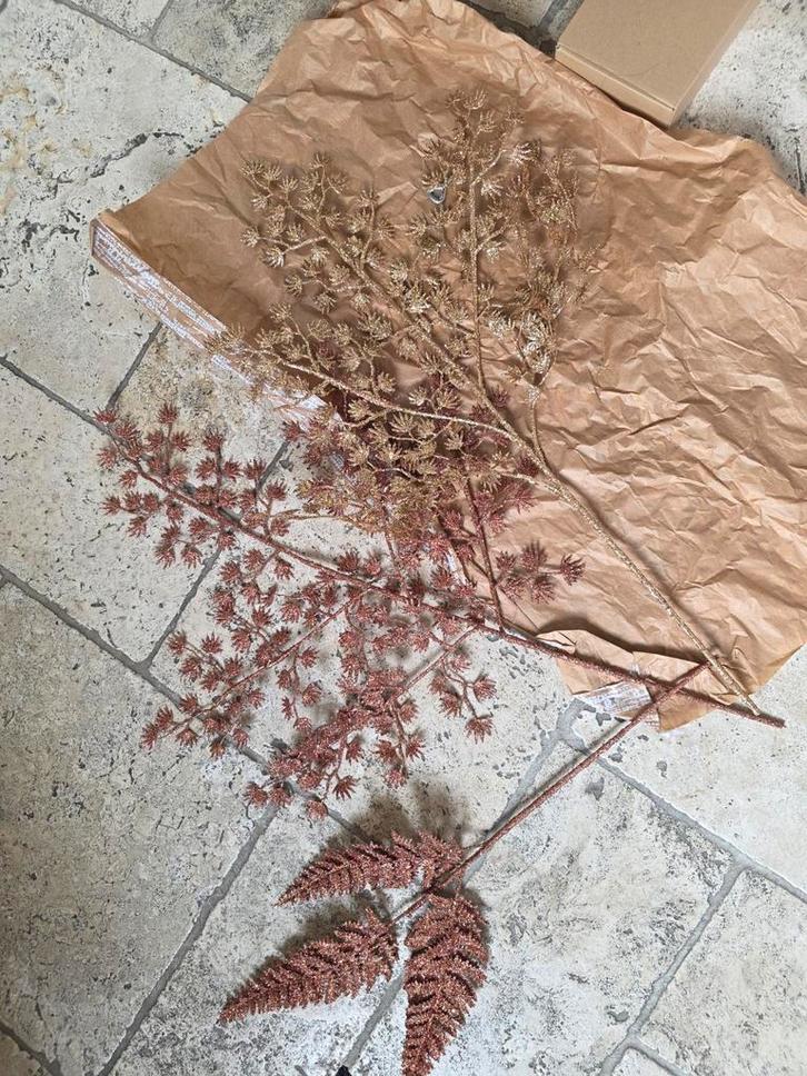 Decoratieve glitter takken - Goud & Koper, Diversen, Kerst, Zo goed als nieuw, Ophalen