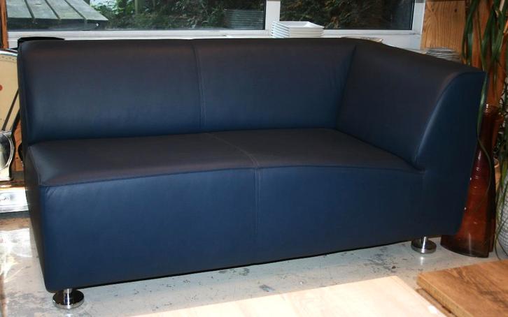 Blauw leren Gelderland 4800 chaise Longue, bieden vanaf 200€, Huis en Inrichting, Banken | Sofa's en Chaises Longues, Zo goed als nieuw