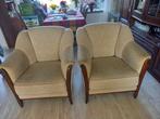 twee fauteuils   twee dezelfde, Huis en Inrichting, Fauteuils, Ophalen, Hout, Gebruikt, 75 tot 100 cm