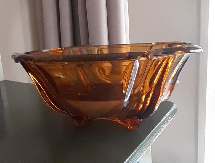 Art deco amber kleurige schaal, Antiek en Kunst, Antiek | Schalen, Ophalen of Verzenden