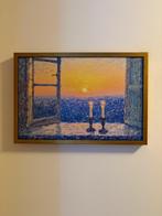ZONSONDERGANG TWEE KAARSEN print op canvas TIJDELIJK 45 EURO, Huis en Inrichting, Ophalen of Verzenden, Minder dan 50 cm, 50 tot 75 cm