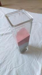Glazen decoratie koker; hoog 25 cm vierkant, Gebruikt, Overige kleuren, Ophalen of Verzenden, Glas