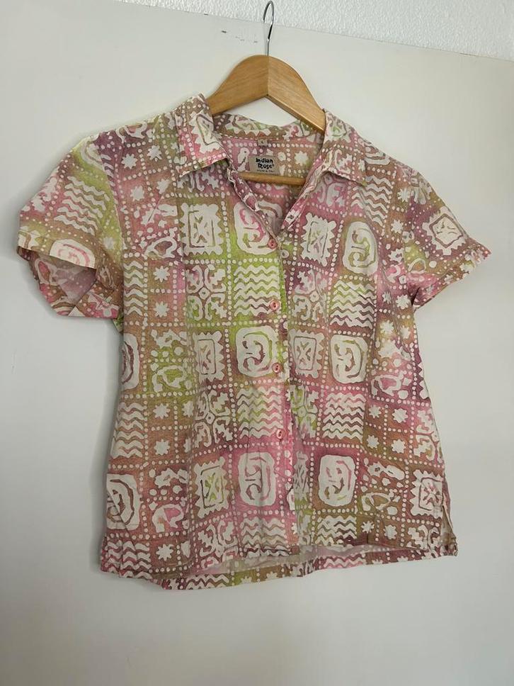 Vintage dames blouse merk Indian Rose maat 40, Kleding | Dames, Blouses en Tunieken, Gedragen, Maat 38/40 (M), Roze, Ophalen of Verzenden