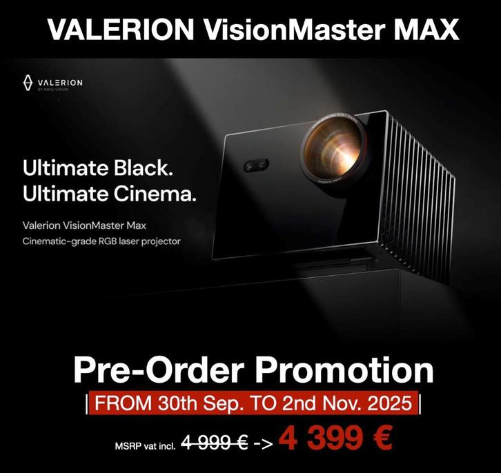 Valerion VisionMaster MAX - Triple laser Cinema projector-, Audio, Tv en Foto, Beamers, Nieuw, DLP, Ultra HD (4K), Ophalen of Verzenden