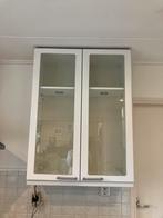 Keukenkastje met glazen deurtjes en verlichting, Huis en Inrichting, Keuken | Keukenelementen, Ophalen, Gebruikt, 50 tot 100 cm