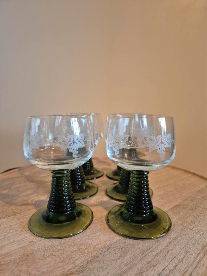 Vintage Wijn, likeur/Port Glazen - Set van 6, Antiek en Kunst, Antiek | Glas en Kristal, Ophalen of Verzenden