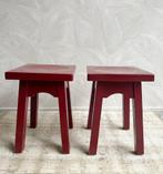 Vintage houten krukjes bordeaux rood, -, -, Ophalen of Verzenden, Zo goed als nieuw