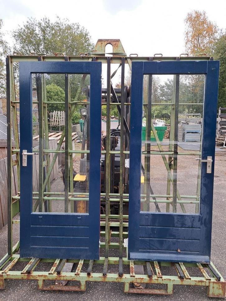 2 hardhouten buitendeuren, Doe-het-zelf en Verbouw, Deuren en Horren, Gebruikt, Buitendeur, 200 tot 215 cm, 80 tot 100 cm, Hout
