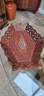 Houten indonesische vintage schaal met bloemmotief, Antiek en Kunst, Ophalen of Verzenden