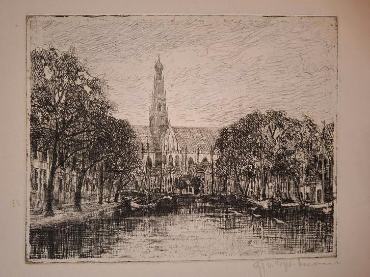Ets van een Stadsgezicht, Antiek en Kunst, Kunst | Etsen en Gravures, Ophalen of Verzenden
