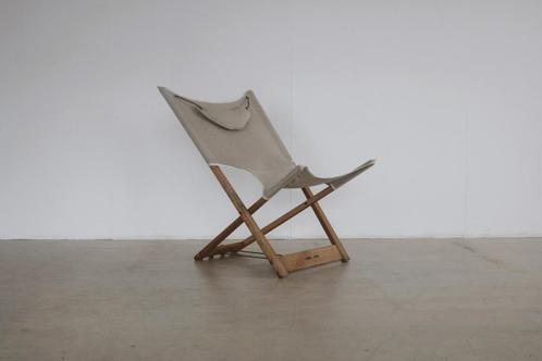 vintage folding chair | fauteuil | Hyllinge | Denemarken, Huis en Inrichting, Fauteuils, Gebruikt, Hout, Riet of Rotan, Stof, Overige materialen