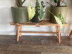 Houten bankje bijzettafel plantenstandaard, Huis en Inrichting, Tafels | Sidetables, Gebruikt, 50 tot 100 cm, Hout ruw, Minder dan 25 cm