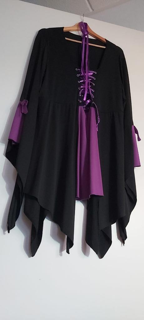 Blouse zwart-paars / Gothic 5XL, Kleding | Dames, Carnavalskleding en Feestkleding, Zo goed als nieuw, Kleding, Halloween, Maat 46/48 (XL) of groter