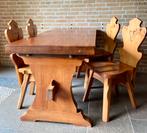 Kloostertafel L158,5xD75cm, 7cm dik massief houten blad, Ophalen, Gebruikt, Kloostertafel - retro - vintage, 4 tot 6 stoelen
