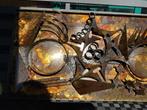 Metalen Sculptuur - Abstract Kunstwerk Wanddecoratie Goudbru, Antiek en Kunst, Ophalen