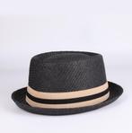 Zwarte stro pork pie hoed / heren dames zomer strand bowler, Kleding | Heren, Hoeden en Petten, Verzenden, Nieuw, Hoed