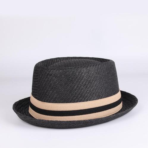 Zwarte stro pork pie hoed / heren dames zomer strand bowler, Kleding | Heren, Hoeden en Petten, Nieuw, Hoed, Verzenden