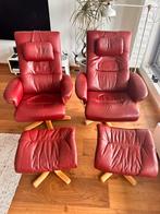 2 rode gebruikte zitstoelen, Huis en Inrichting, Fauteuils, Ophalen of Verzenden