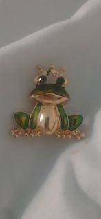 Nieuwe kikker broche met kroon, Sieraden, Tassen en Uiterlijk, Broches, Met kristal, Overige materialen, Minder dan 4 cm, Nieuw