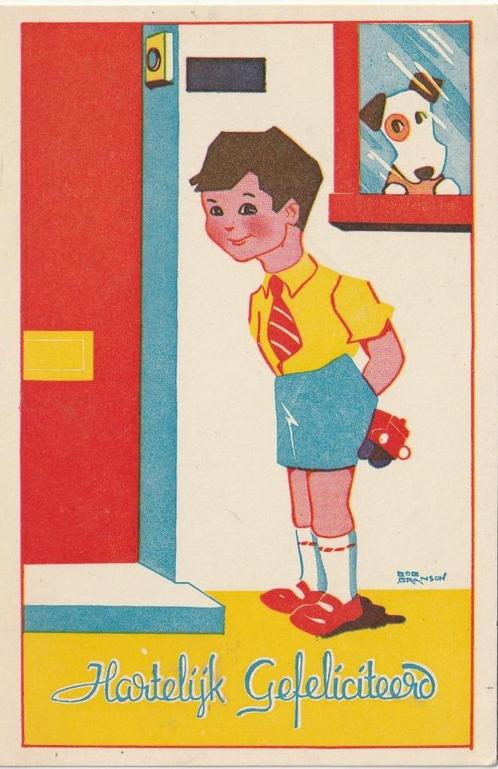JONGEN TEKN BOB BRAMSON JAREN 50 ZEER MOOI OUDE KAART KH675, Verzamelen, Ansichtkaarten | Themakaarten, Ongelopen, 1940 tot 1960