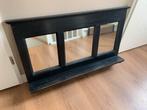 Zwarte houten spiegel met plankje, Huis en Inrichting, Woonaccessoires | Spiegels, Ophalen, Gebruikt, 100 tot 125 cm, Minder dan 100 cm