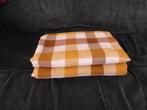 Retro  Brabants bont bruin oranje blokken stof geruit, Hobby en Vrije tijd, Stoffen en Lappen, Gebruikt, Overige kleuren, Ophalen of Verzenden