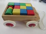 VINTAGE HOUTEN BLOKKENWAGEN, Kinderen en Baby's, Speelgoed | Houten speelgoed, Verzenden, Gebruikt, Overige typen