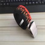 Nylon riem met vlammen uniseks nieuw, Zwart, Nieuw, Riem of Ceintuur, 105 tot 115 cm