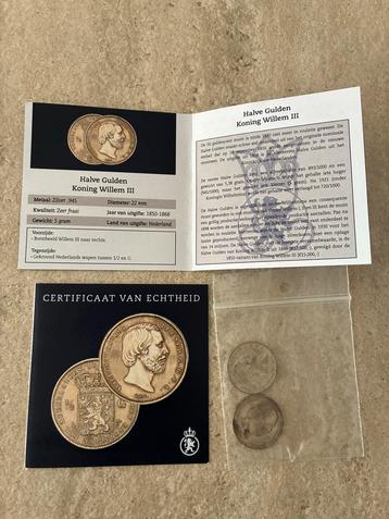 2x Halve Gulden Willem III (1850-1868) met Certificaat beschikbaar voor biedingen