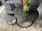 Salontafels mangohout rond, Huis en Inrichting, Tafels | Salontafels, Ophalen, 50 tot 100 cm, Rond, Zo goed als nieuw