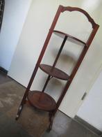CAKE STANDAARD Mahonie hout oud 3 plateautjes doorsn 23 cm, Ophalen of Verzenden