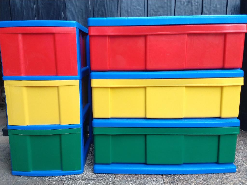 Twee Iris opbergbox ladekast voor speelgoed, Ophalen, Kunststof, Gebruikt, 50 tot 100 cm