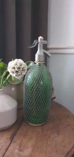 vintage groene spuitwater fles sifon met gaas, Ophalen of Verzenden