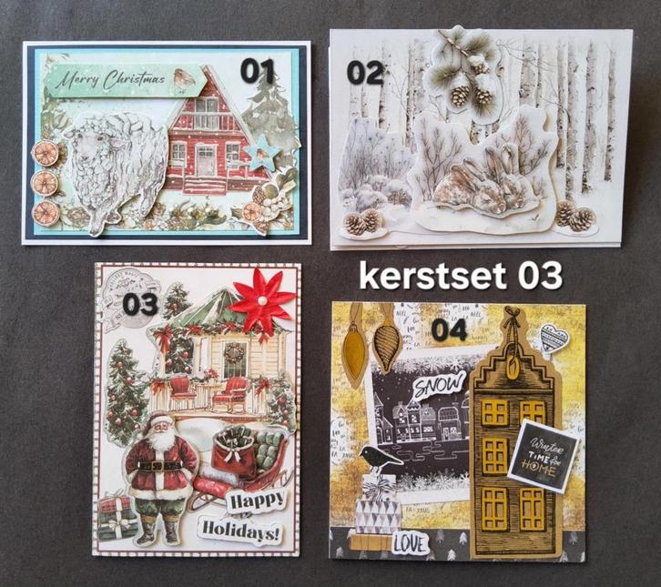 Handgemaakte KERSTkaarten SET 03, Hobby en Vrije tijd, Kaarten | Zelfgemaakt, Nieuw, Kerst, Verzenden