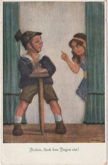 MEISJE TONEEL TEKN BENDER UIT 1942 MOOIE OUDE KAART KH854 beschikbaar voor biedingen