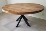 Ronde eettafel 150cm met halfronde teddy bank, Ophalen, Hout, 125 tot 150 cm, 150 tot 200 cm