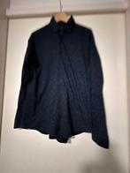 Blauw bewerkt overhemd desoto lange mouw maat l, Ophalen of Verzenden, Zo goed als nieuw, Blauw, Halswijdte 41/42 (L)