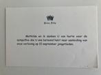 Filip en Marhilde van Belgie, verloving 1999 bedankkaarr, Verzamelen, Koninklijk Huis en Royalty, Ophalen of Verzenden, Kaart, Foto of Prent