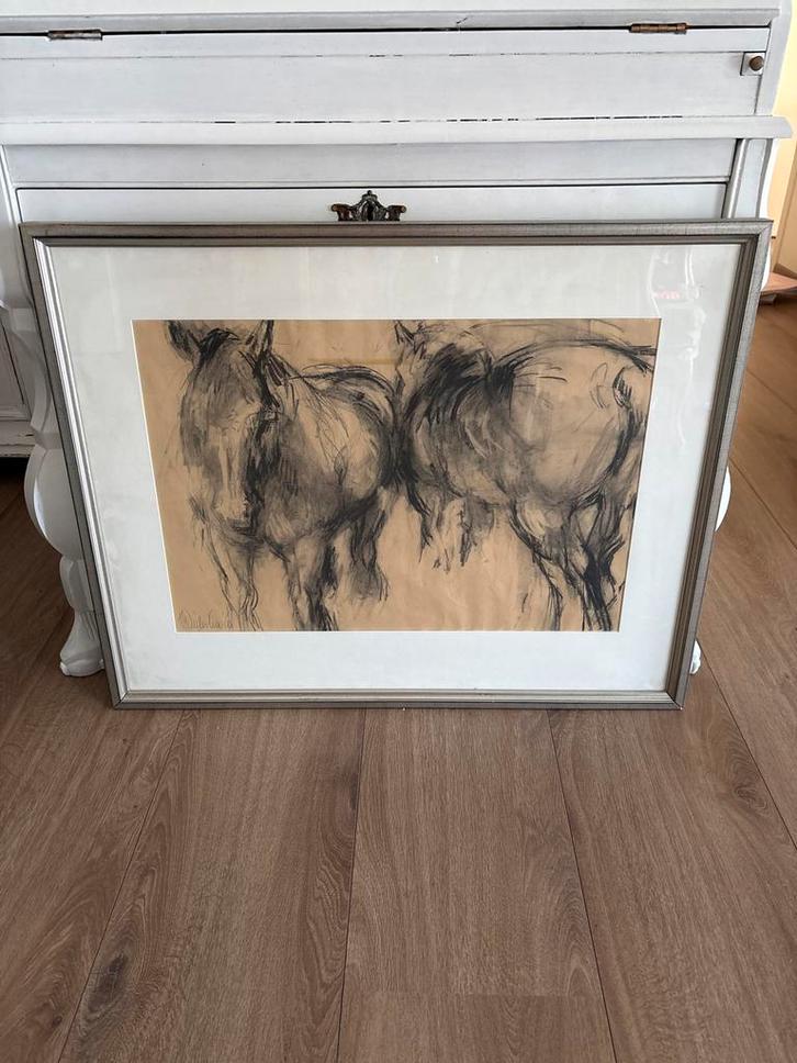 Tekening van Paarden, Antiek en Kunst, Kunst | Tekeningen en Foto's, Ophalen of Verzenden
