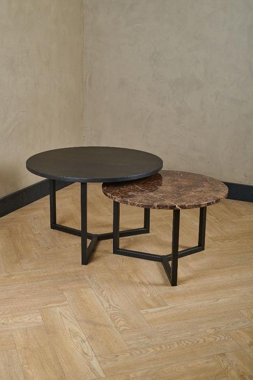 Salontafel set Marmer & Eiken | Diverse kleuren, Huis en Inrichting, Tafels | Salontafels, Nieuw, Minder dan 50 cm, 50 tot 100 cm