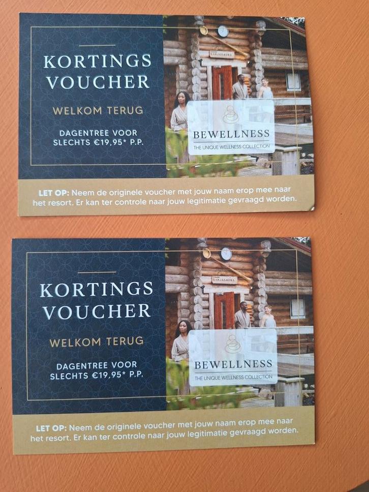 Bewellness kortingsvouchers sauna (o.a. Veluwse bron), Tickets en Kaartjes, Kortingen en Cadeaubonnen, Twee personen, Spa of Sauna
