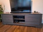 Tv meubel massief eiken antraciet (ook salontafel is tekoop), Ophalen, Gebruikt, Robuust en elegant, 150 tot 200 cm