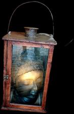 Boedha  lamp in grootwindlicht, Ophalen of Verzenden, Zo goed als nieuw, Minder dan 25 cm