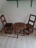Antiek meubelsetje: 2 stoelen & tafeltje, Huis en Inrichting, Ophalen, Gebruikt, Twee, Bruin