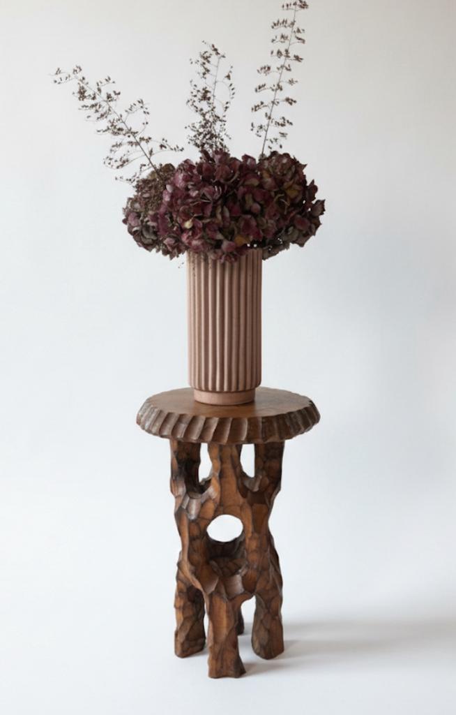 Vintage Japans krukje in plantenstandaard (Midden 20e Eeuw), Huis en Inrichting, Tafels | Bijzettafels, Gebruikt, Overige vormen