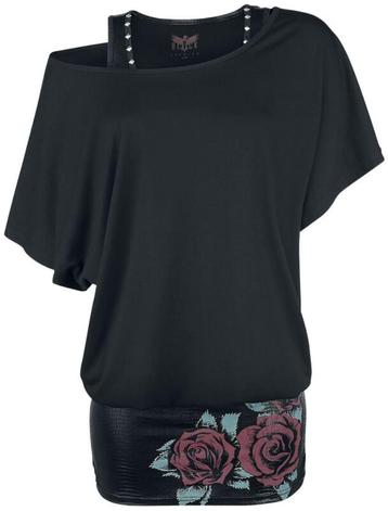 Off shoulder shirt met lederlook hemdje en studs,*nieuw* beschikbaar voor biedingen