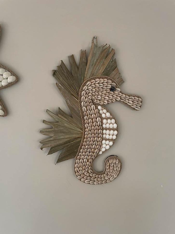 Nieuw schelpen raffia zeepaardje, Huis en Inrichting, Woonaccessoires | Wanddecoraties, Nieuw, Ophalen of Verzenden