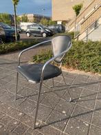 Stijlvolle retro leren stoel met chroom frame, Huis en Inrichting, Stoelen, Ophalen, Zwart, Zo goed als nieuw, Metaal