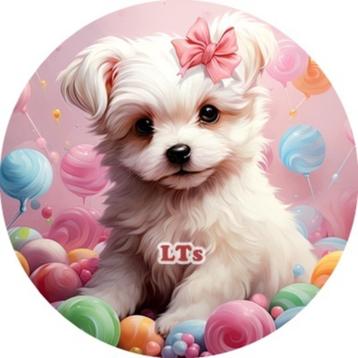 LF6375 icing frosting puppy 19cm eetbare taart print plaat beschikbaar voor biedingen